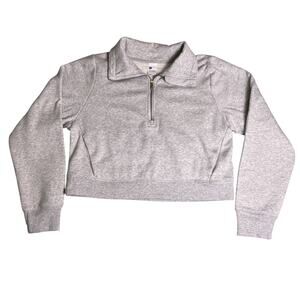 NWT All in Motion Cropped 1/4 Zip Pullover Womens M Gray Core Fleece Activewear